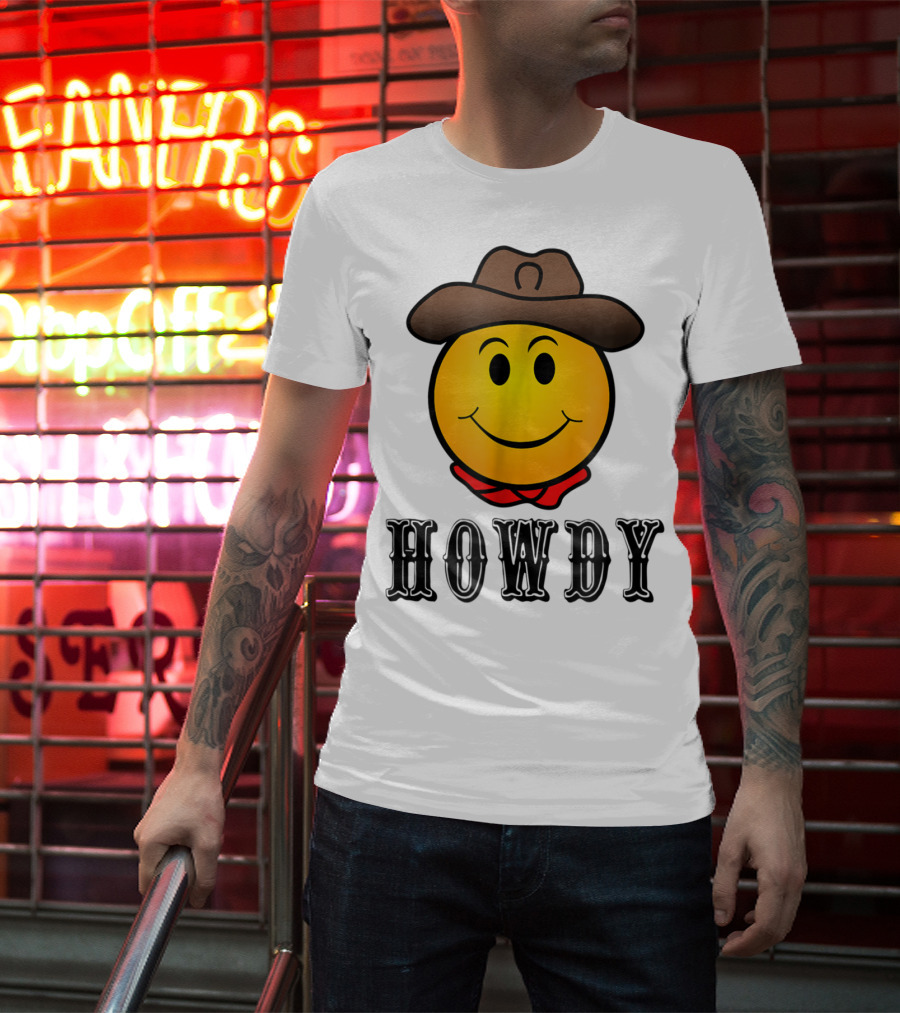 Howdy Cowboy Western Smiley Emoji Rodeo T-Shirt