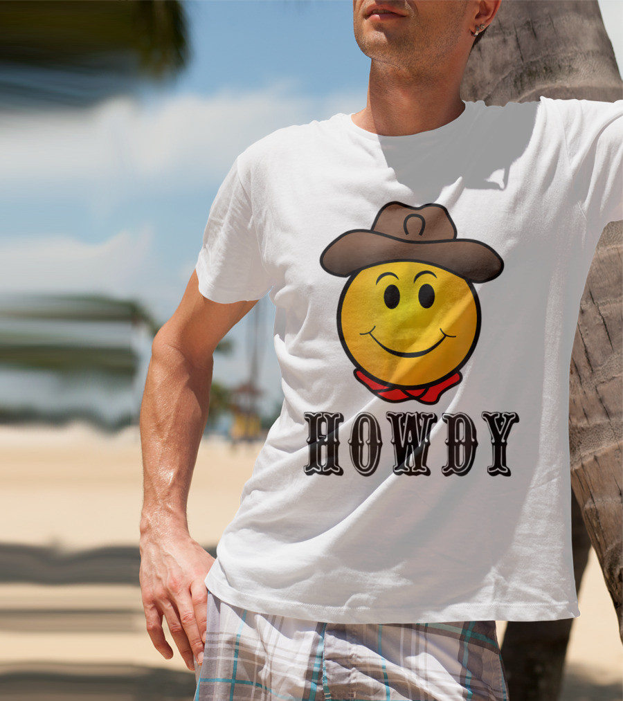 Howdy Cowboy Western Smiley Emoji Rodeo T-Shirt