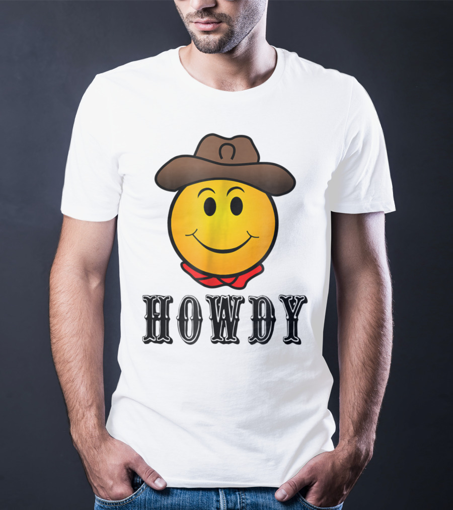 Howdy Cowboy Western Smiley Emoji Rodeo T-Shirt