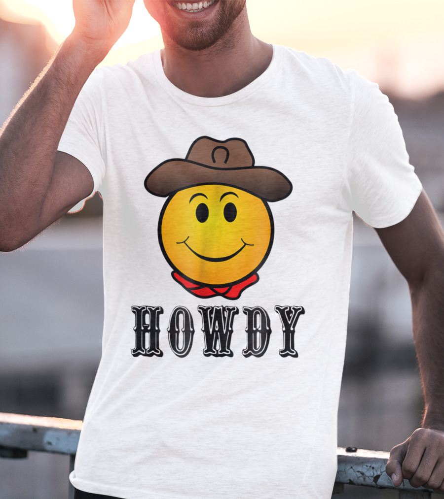 Howdy Cowboy Western Smiley Emoji Rodeo T-Shirt