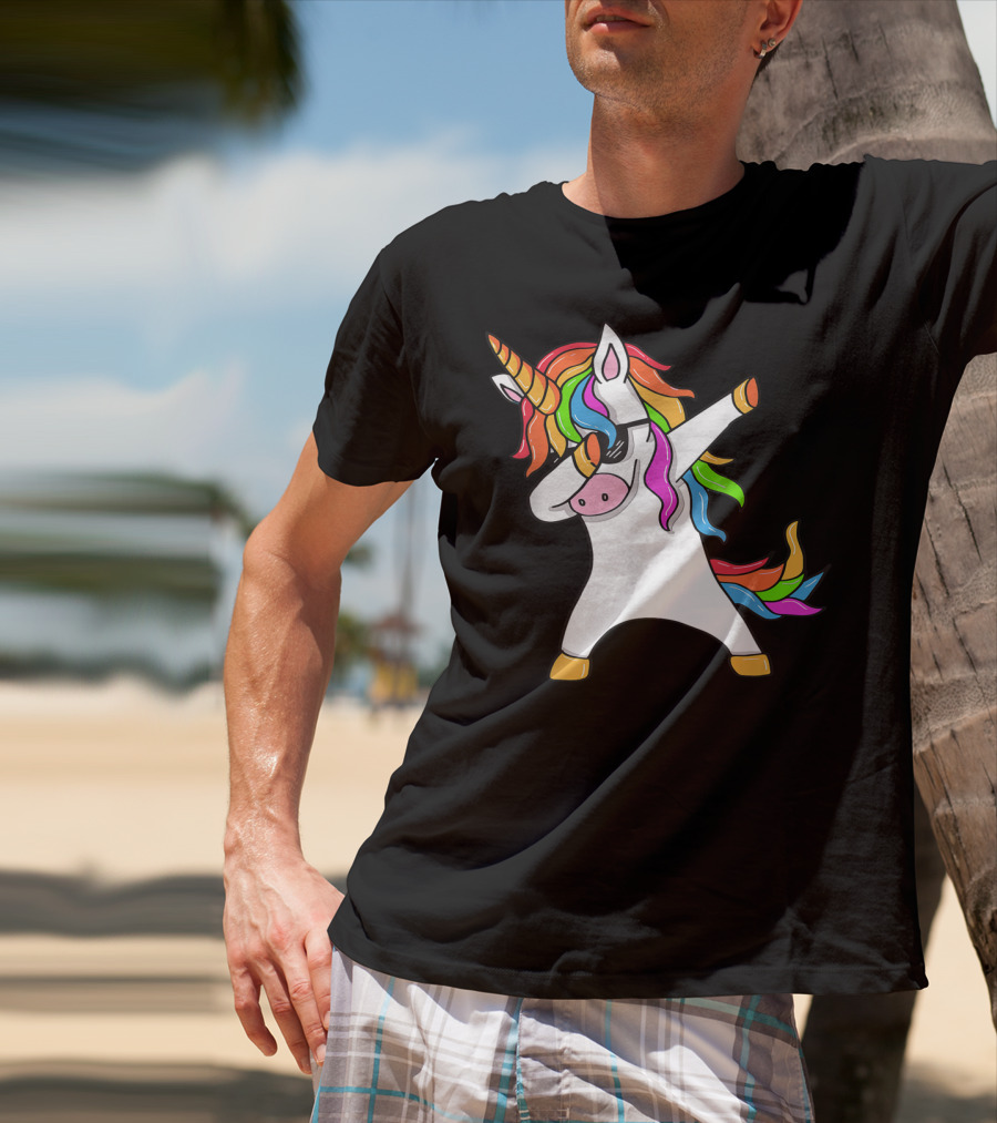 Dabbing Unicorn Rainbow Hair Dab Pose T-Shirt