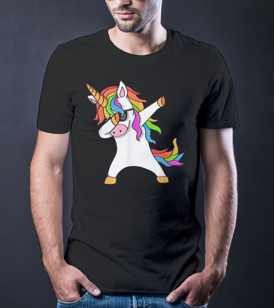 Dabbing Unicorn Rainbow Hair Dab Pose T-Shirt