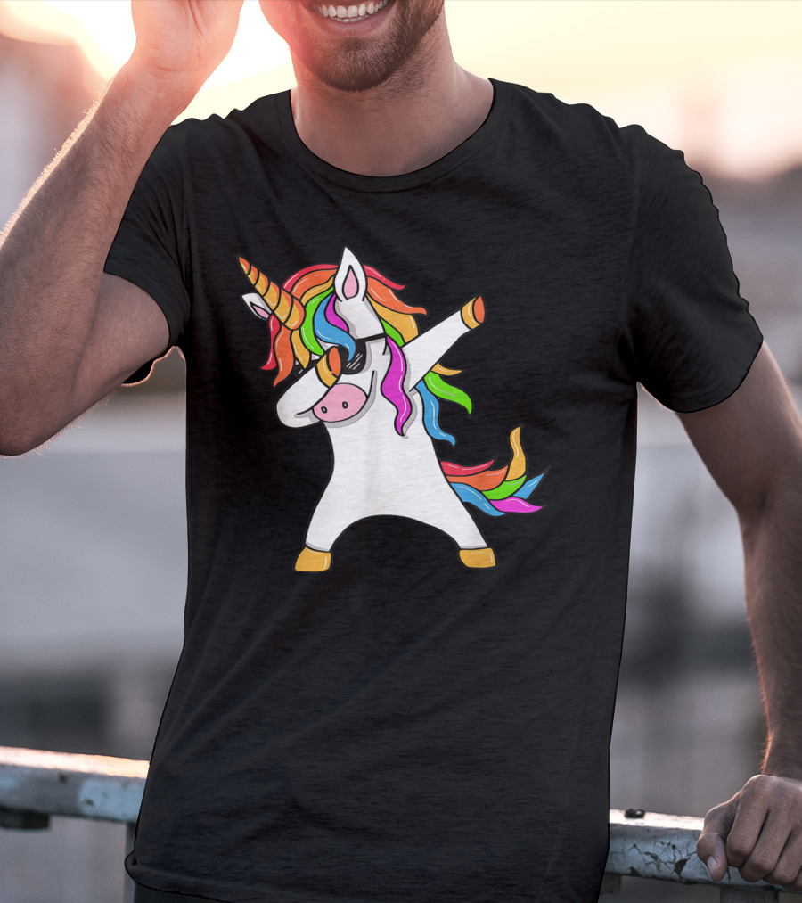 Dabbing Unicorn Rainbow Hair Dab Pose T-Shirt