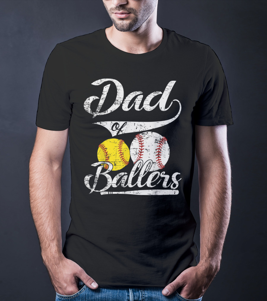 Dad Of Ballers Baseball Softball Enthusiast T-Shirt