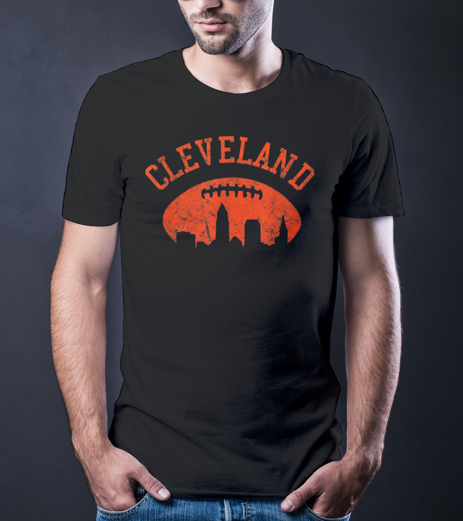 Cleveland City Skyline Football T-Shirt