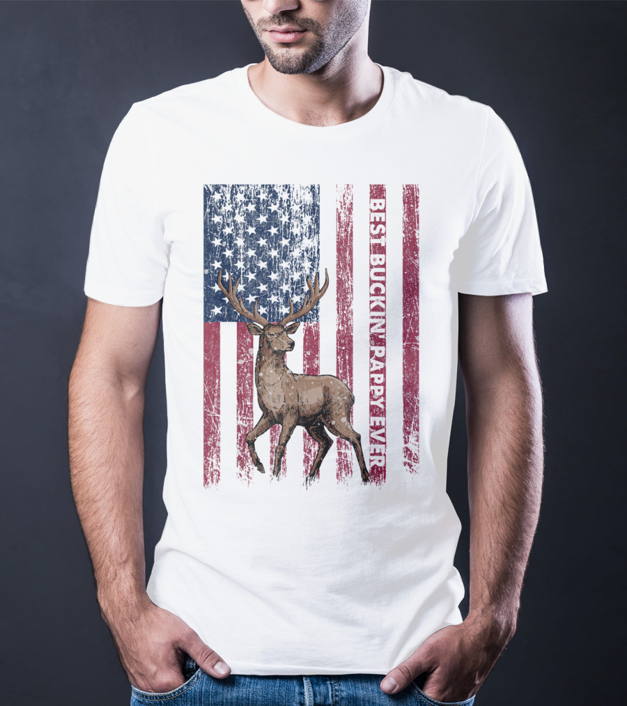Best Buckin' Pappy Ever US Flag Deer Hunting T-Shirt