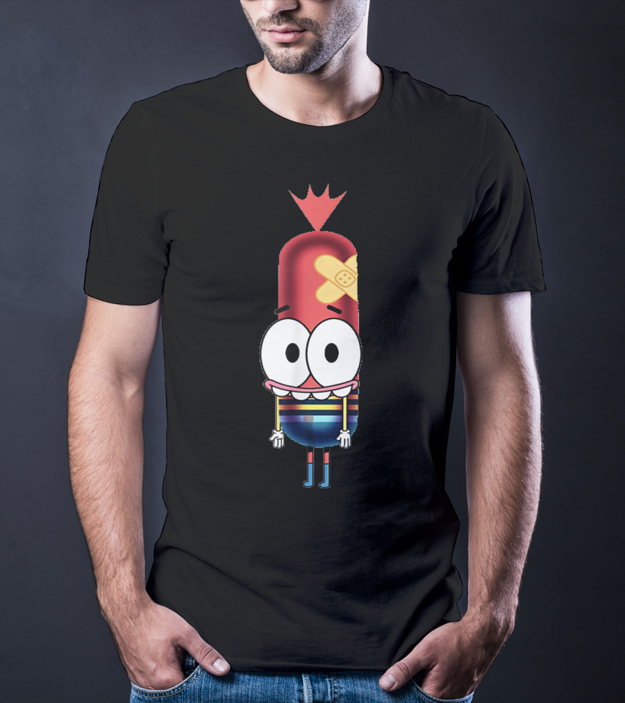 Funny Silly Idea Pinky Hotdog Cartoon Character T-Shirt