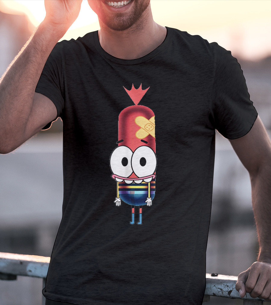 Funny Silly Idea Pinky Hotdog Cartoon Character T-Shirt