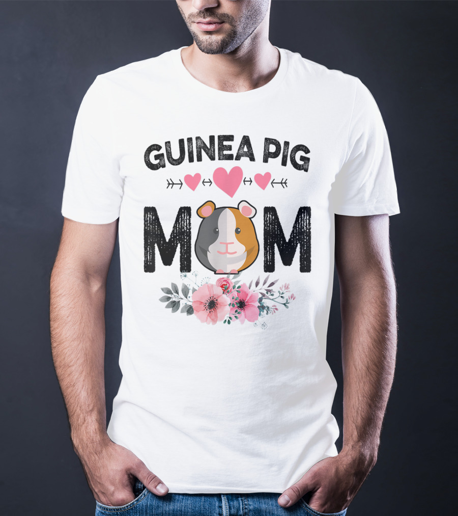 Guinea Pig Mom Heart And Flower T-Shirt