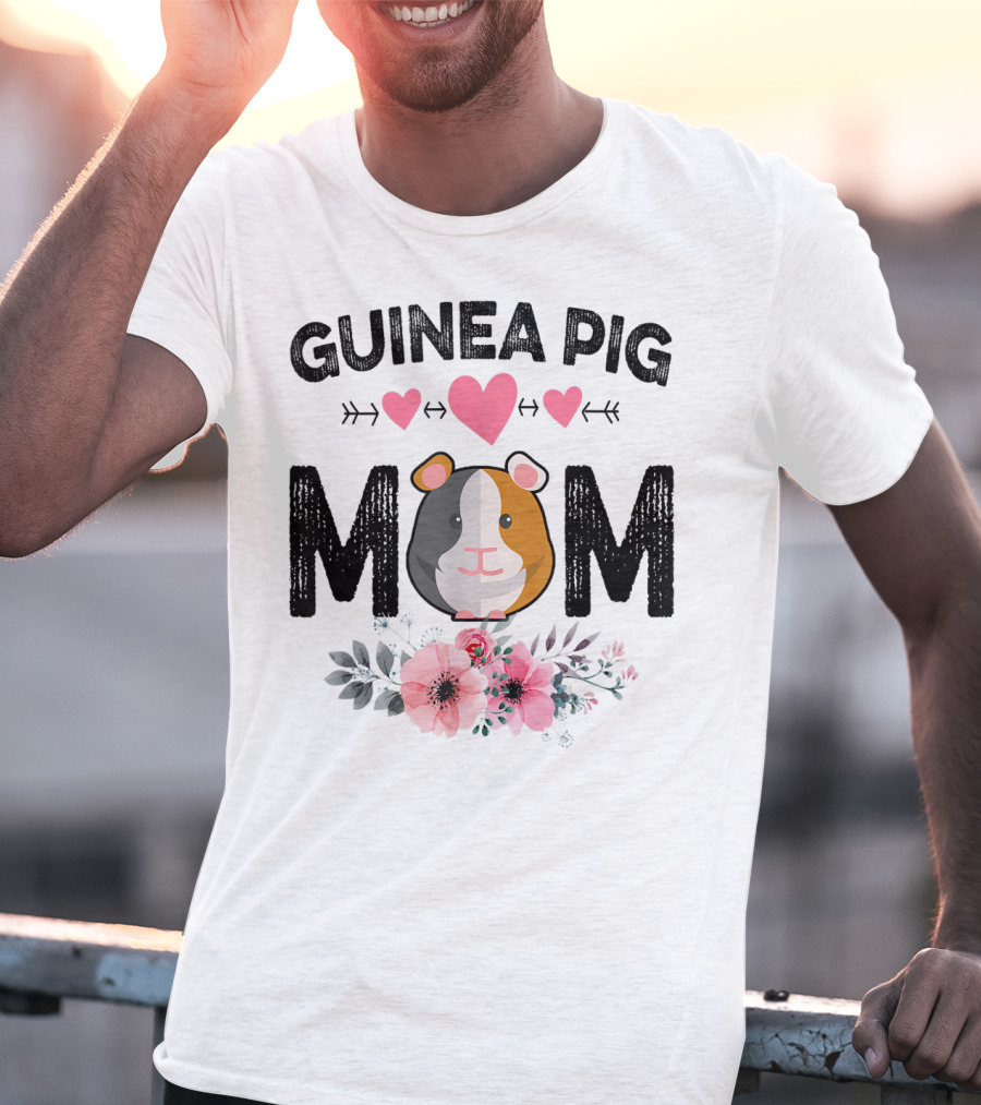 Guinea Pig Mom Heart And Flower T-Shirt