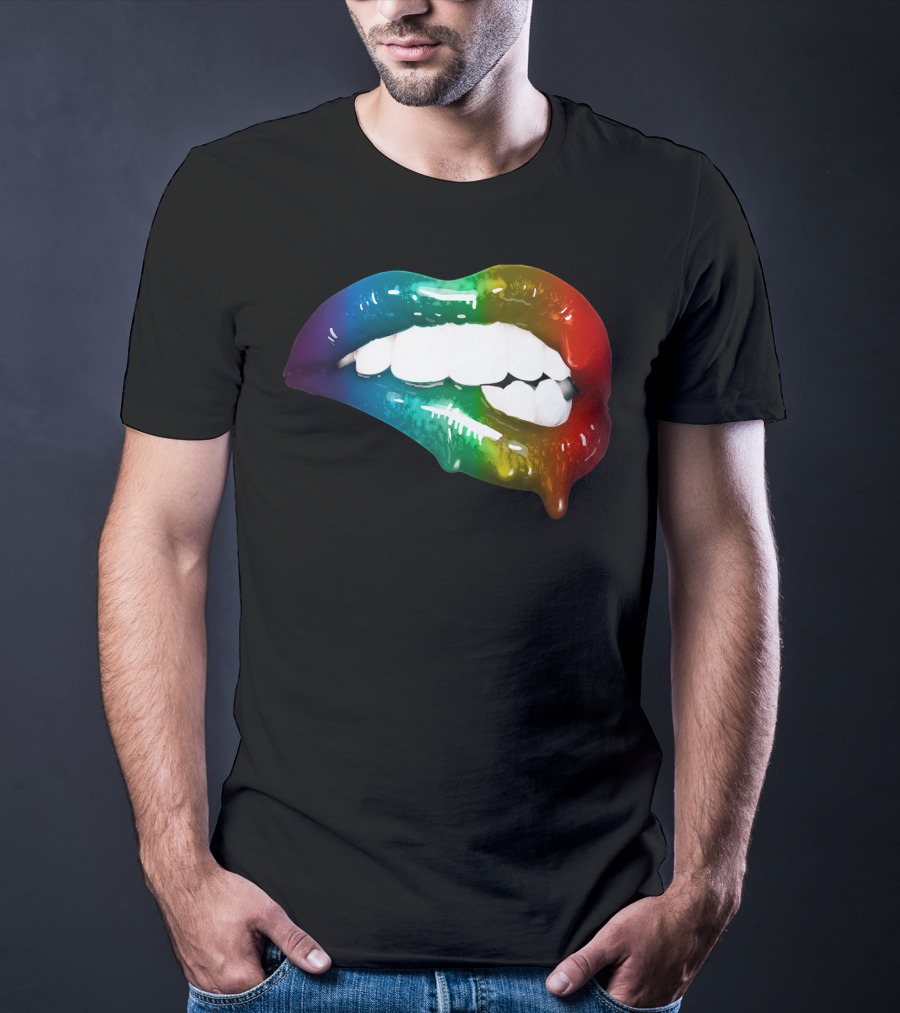 Rainbow Lips Cute Artful Makeup Addicts Lipstick Fashion Trends T-Shirt