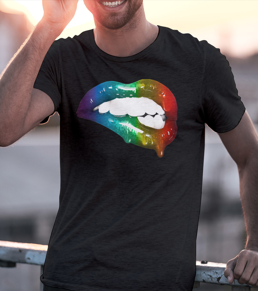 Rainbow Lips Cute Artful Makeup Addicts Lipstick Fashion Trends T-Shirt