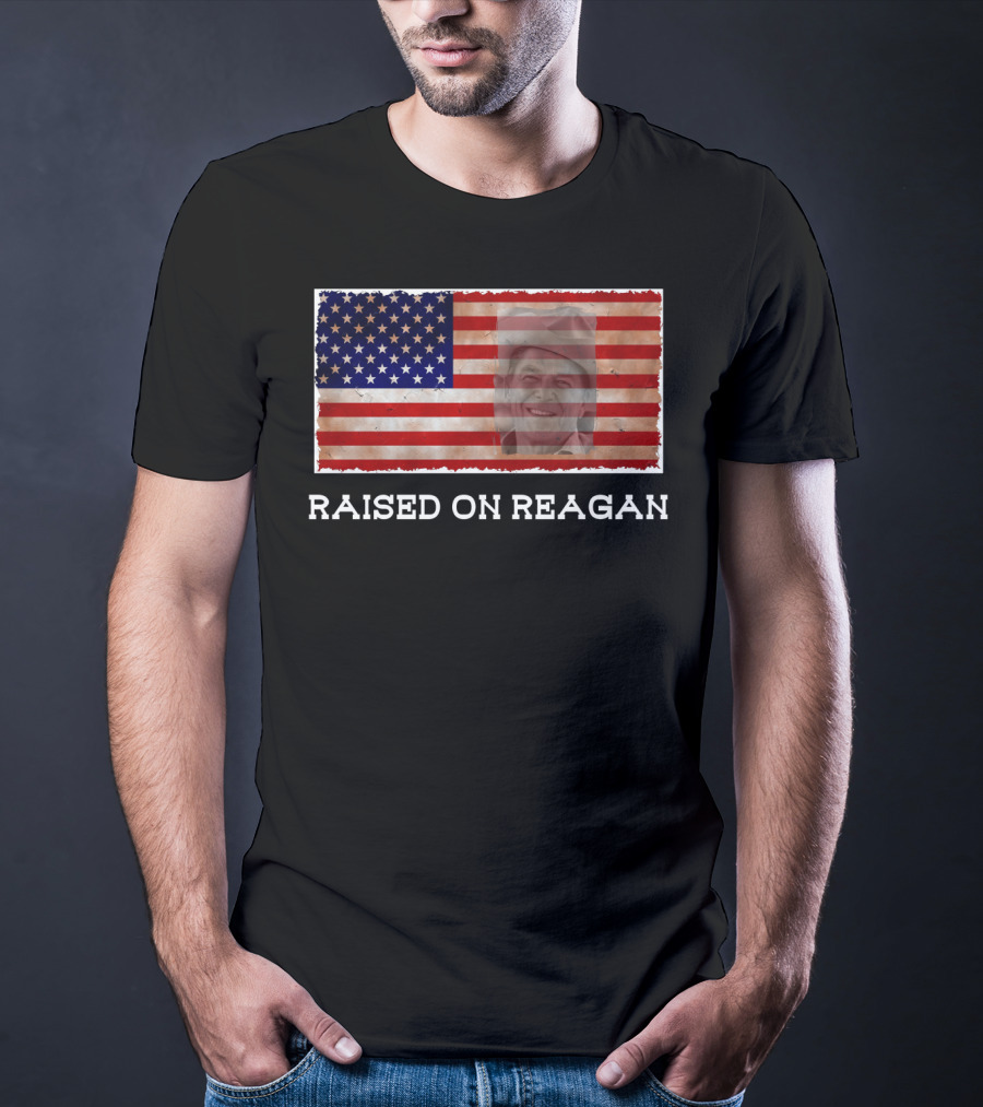 Raised On Reagan American Flag T-Shirt
