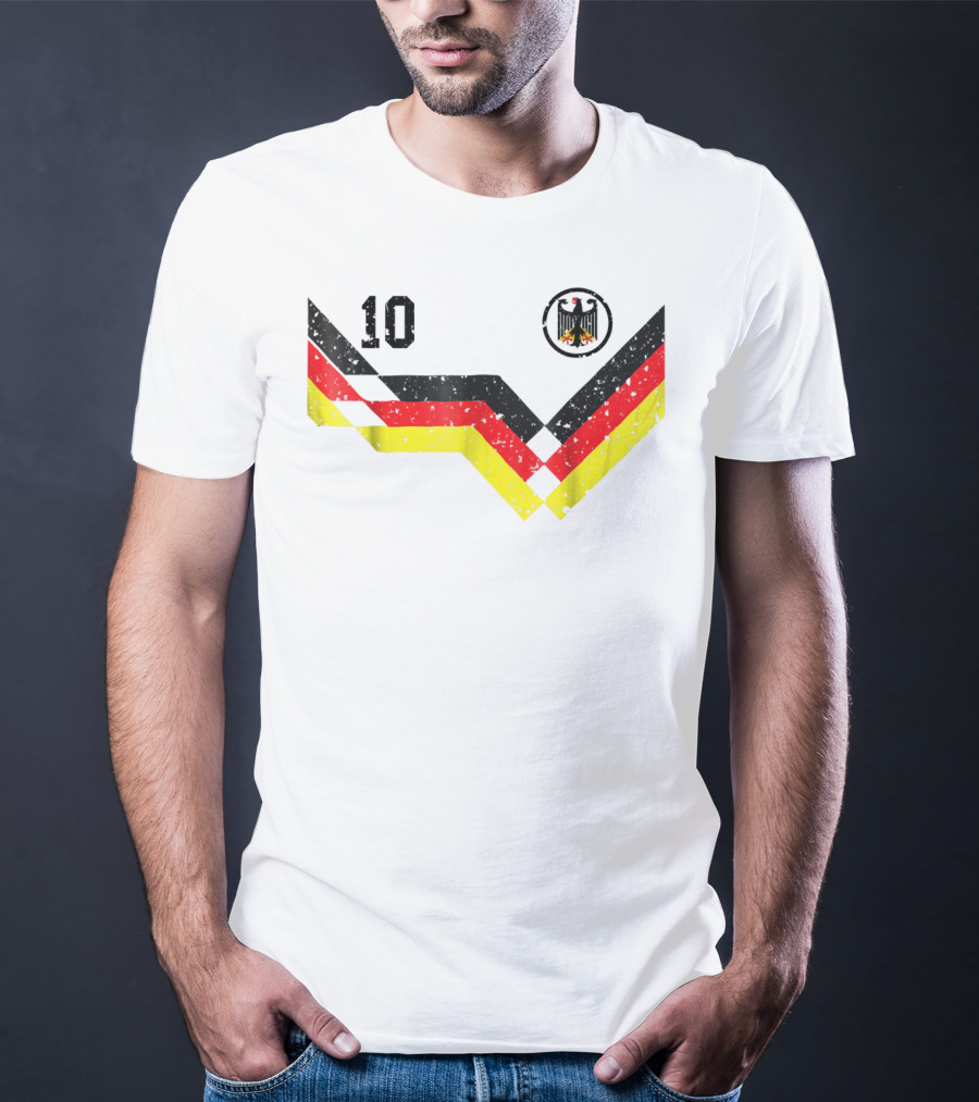 Deutschland Retro Soccer Jersey Number 10 With German Eagle Emblem T-Shirt