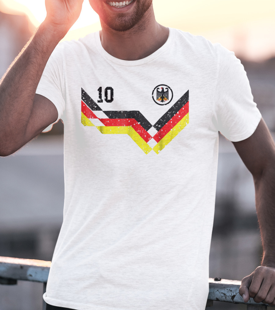 Deutschland Retro Soccer Jersey Number 10 With German Eagle Emblem T-Shirt