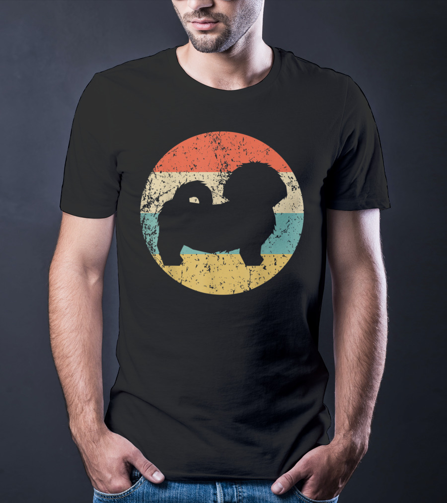 Vintage Shih Tzu Dog Silhouette Retro Stripes T-Shirt