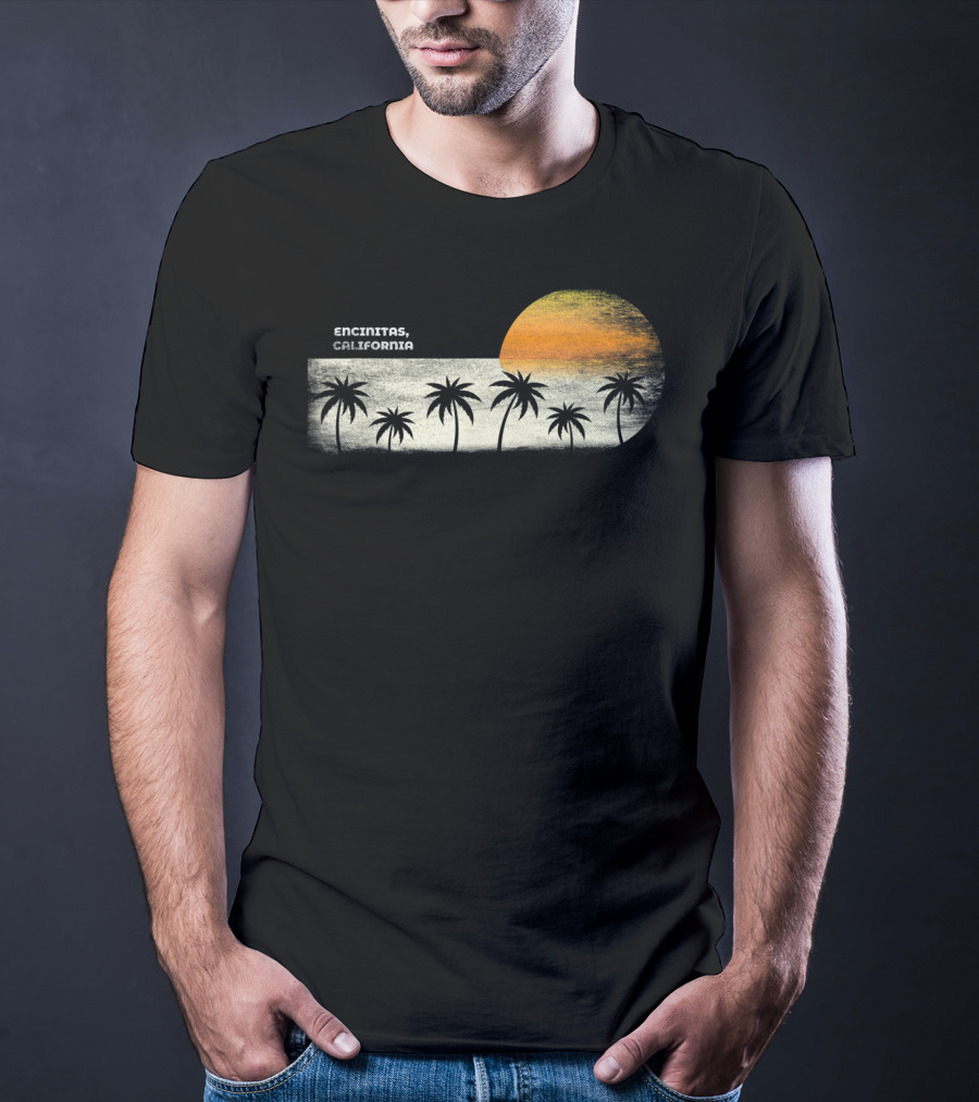 Encinitas California Ocean Sunset With Palm Trees T-Shirt
