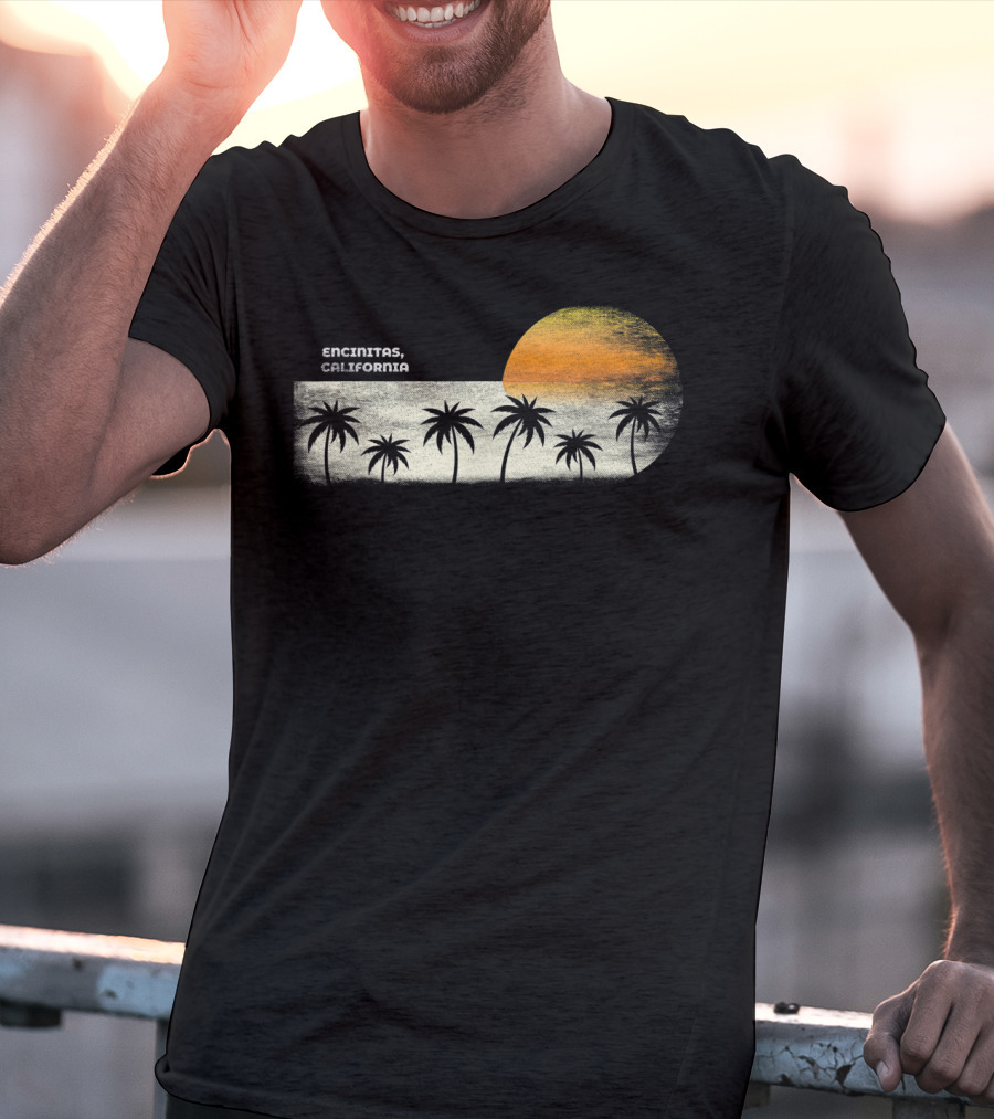 Encinitas California Ocean Sunset With Palm Trees T-Shirt