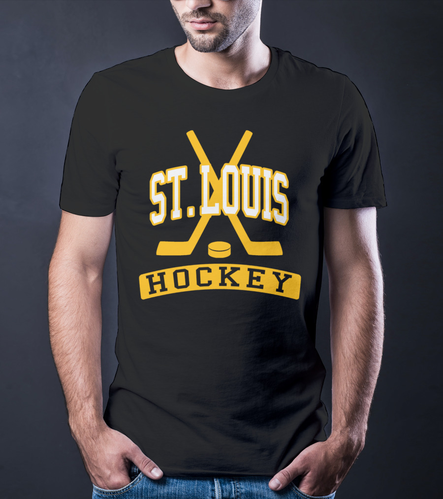 St. Louis Hockey Vintage Crossed Sticks And Puck T-Shirt