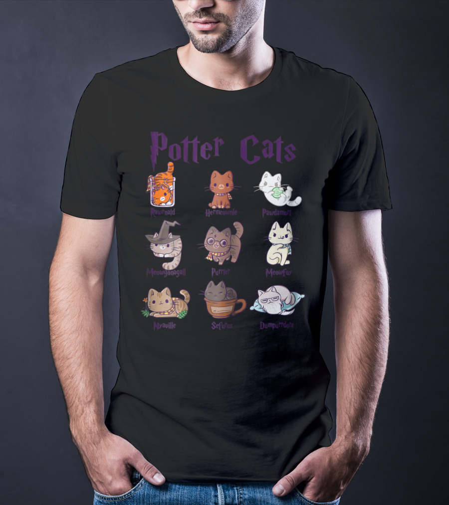 Potter Cats Resnwold Hermiawnie Puurfin Purrdamentor Minervagcatl Severine Dumblepurr Kitten T-Shirt