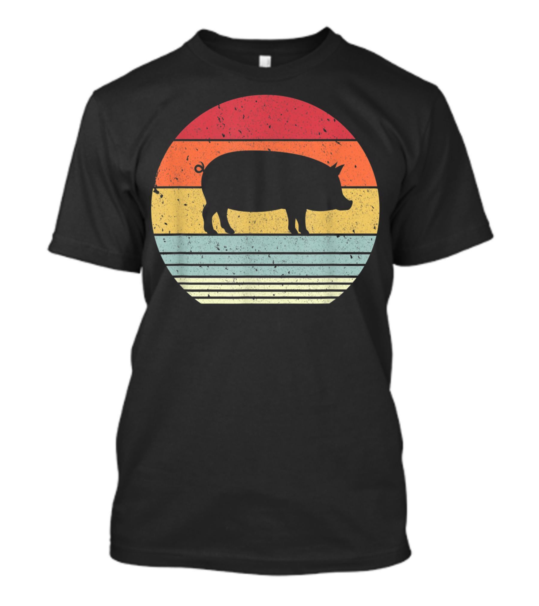 Vintage Retro Pig Style Sunset T-Shirt