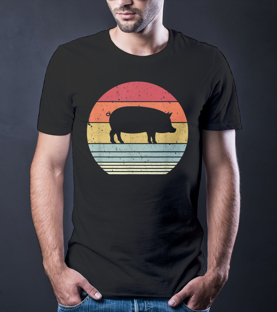 Vintage Retro Pig Style Sunset T-Shirt