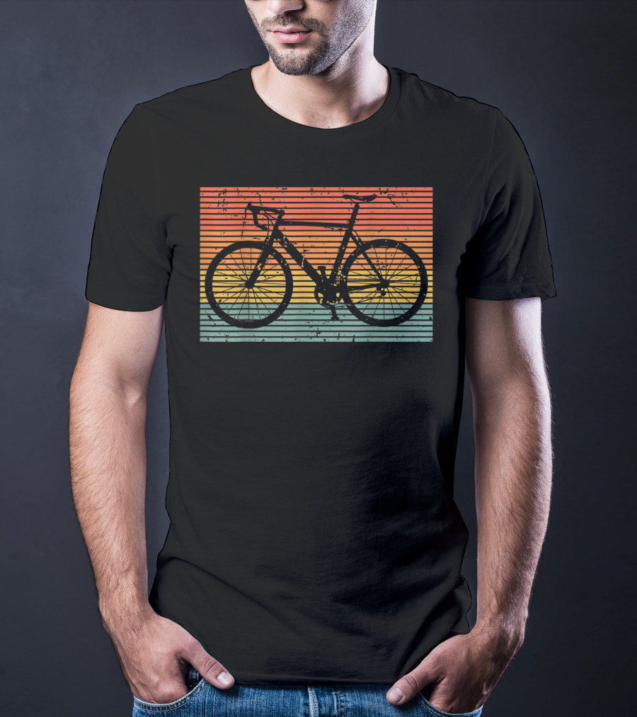 Racing Bicycle Road Bike Racer Uniqu Vintage Sunset Stripe T-Shirt