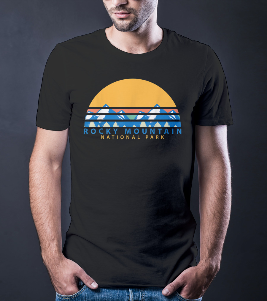 Rocky Mountain National Park Colorado Sunset Peaks Retro Vintage T-Shirt