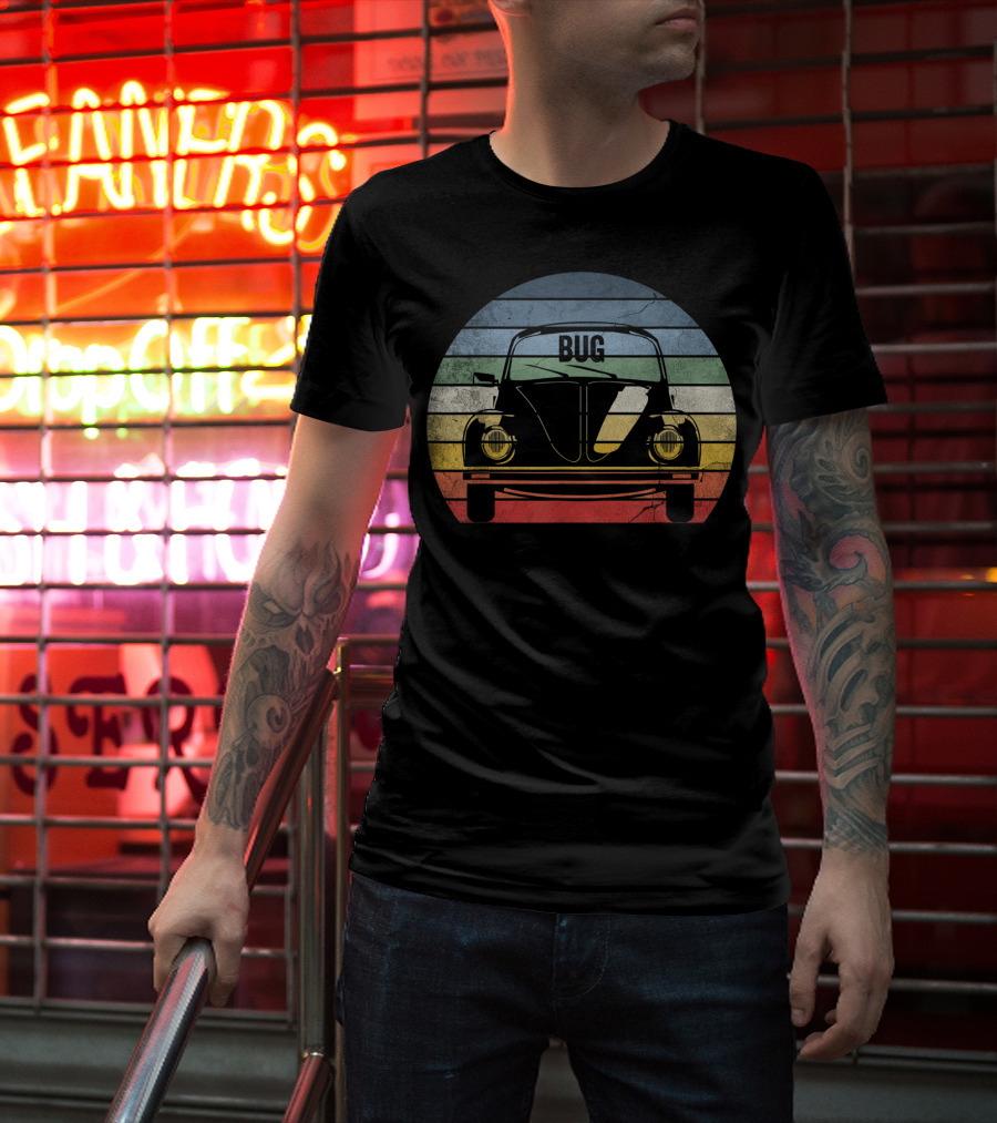 Classicbeetle Bug Vintage Stripes Retro T-Shirt