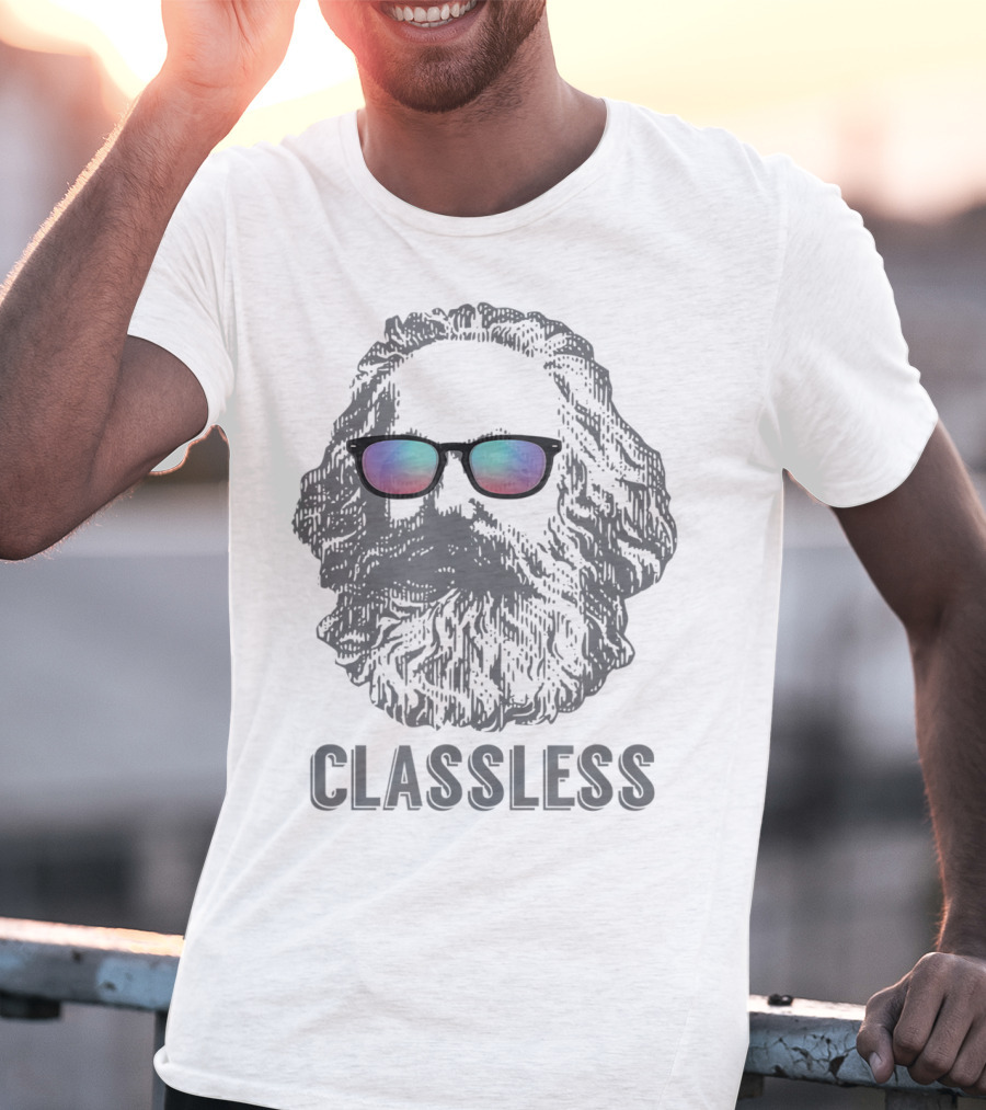 Classless Karl Marx Marxist Marxism With Sunglasses Iconic T-Shirt
