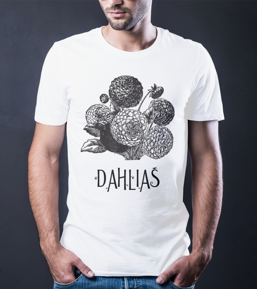 Dahlias Vintage Antique Floral Blooms T-Shirt