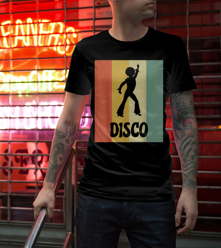 Disco Retro Funk Groove On Color Stripes T-Shirt