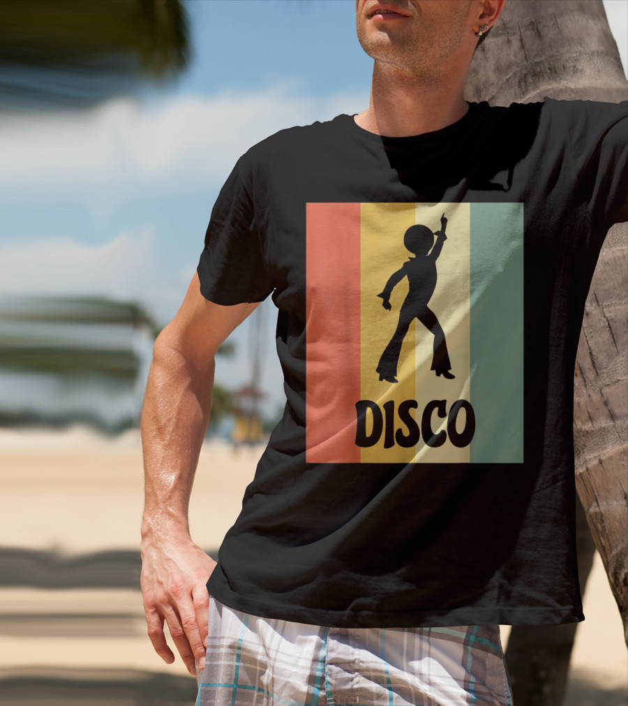 Disco Retro Funk Groove On Color Stripes T-Shirt