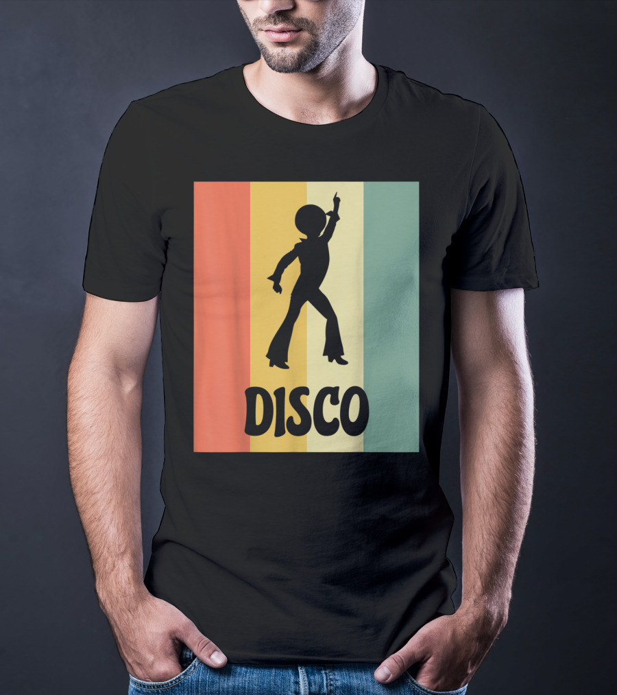 Disco Retro Funk Groove On Color Stripes T-Shirt