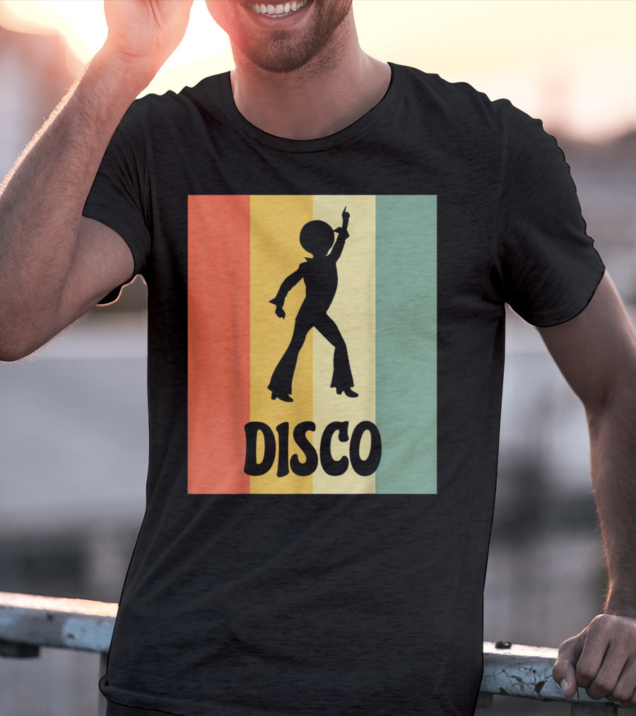 Disco Retro Funk Groove On Color Stripes T-Shirt
