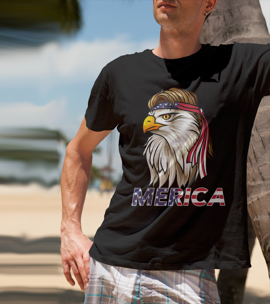 Bald Eagle Mullet Bandana Merica USA T-Shirt