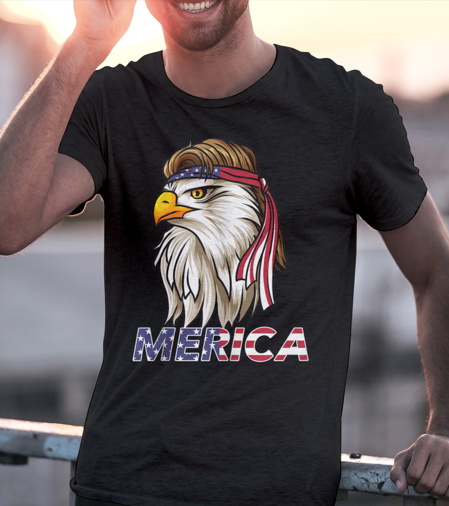 Bald Eagle Mullet Bandana Merica USA T-Shirt