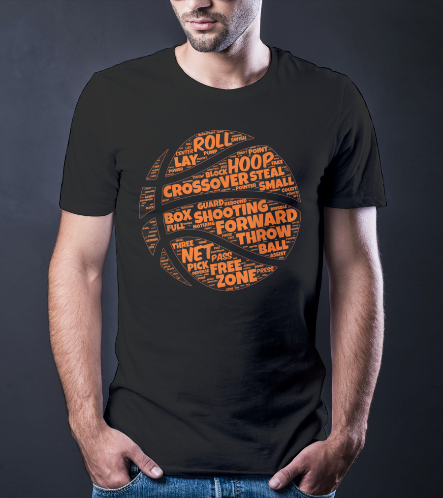 Basketball Sayings Typography In Orange Featuring Crossover Hoop Forward Play T-Shirt