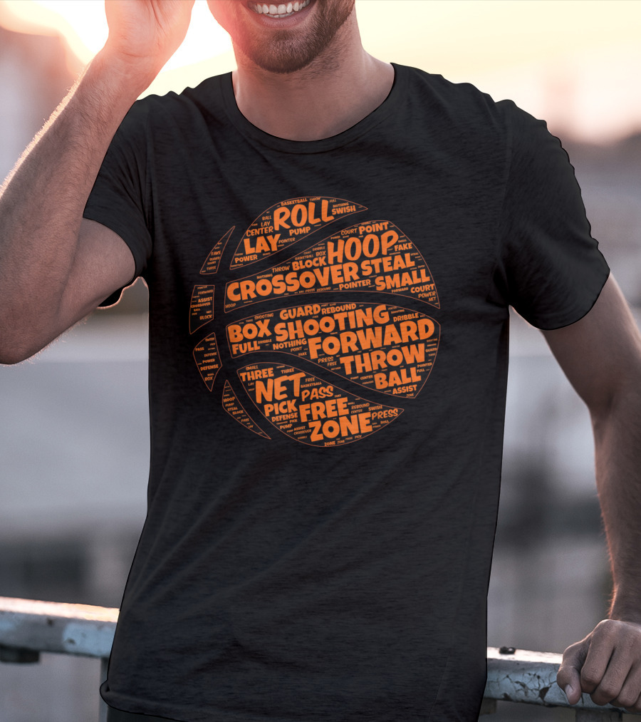 Basketball Sayings Typography In Orange Featuring Crossover Hoop Forward Play T-Shirt