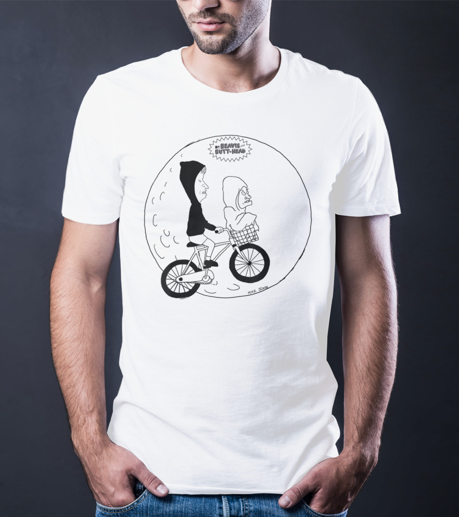 Beavis And Butthead On Bike Parody Extra Terrestrial Moon Scene T-Shirt