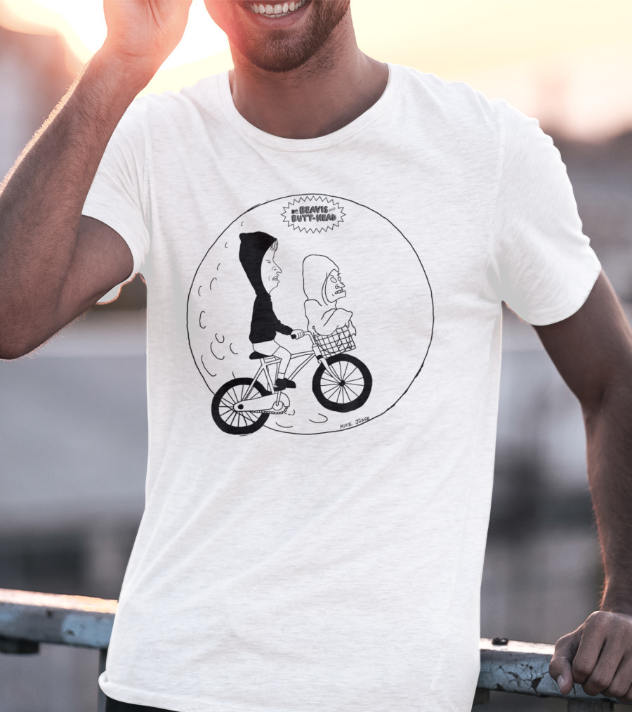 Beavis And Butthead On Bike Parody Extra Terrestrial Moon Scene T-Shirt