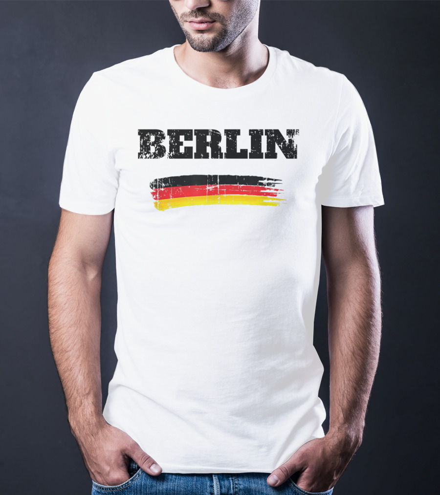 Berlin Germany Black Red Gold Flag Brushstroke T-Shirt