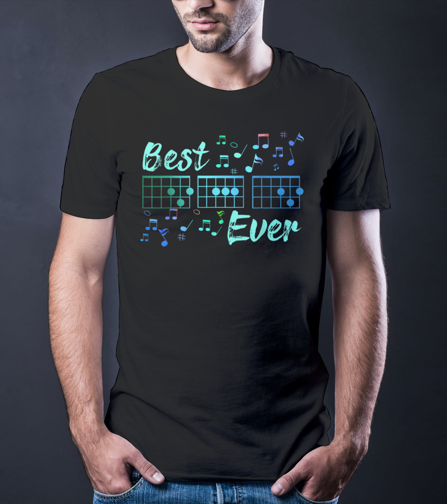 Best Dad Ever Guitar Chord Music Notes Funny Guitarist T-Shirt