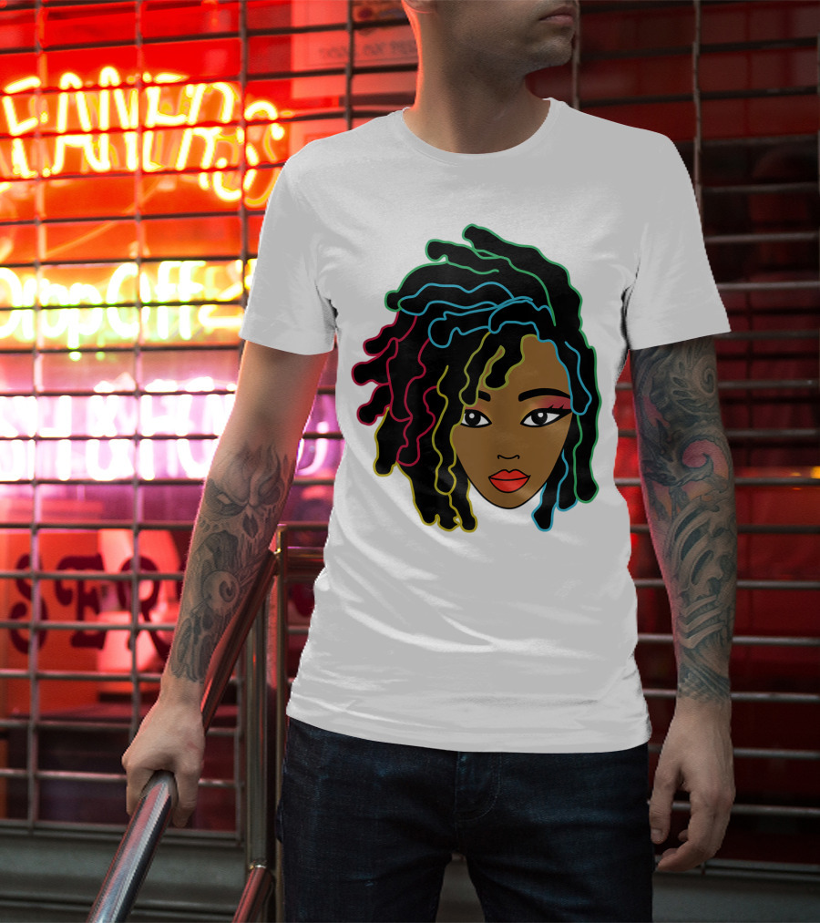 Black Girl With Colorful Locs Hair Pride T-Shirt