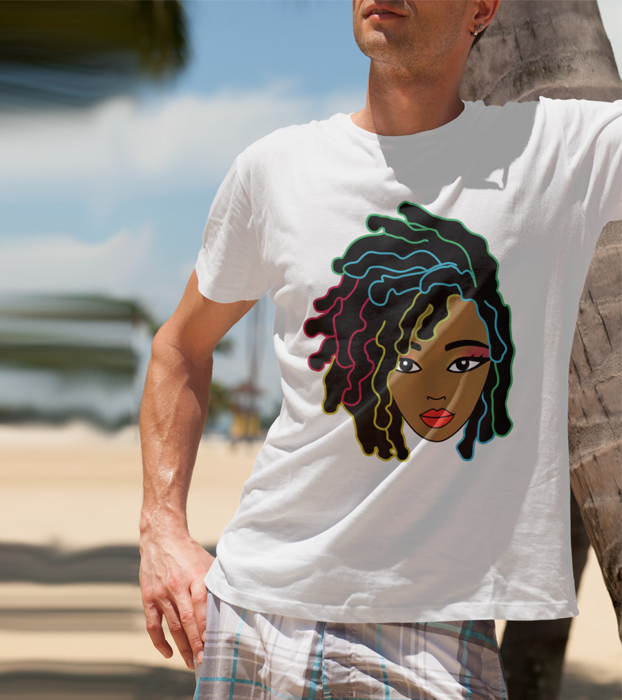 Black Girl With Colorful Locs Hair Pride T-Shirt