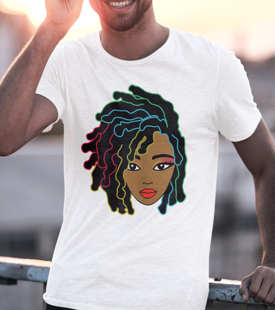 Black Girl With Colorful Locs Hair Pride T-Shirt