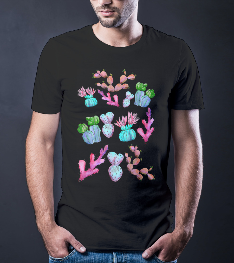Botanical Watercolor Cactus Succulent Lady T-Shirt