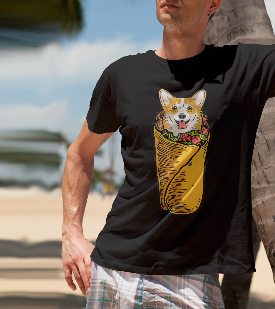 Cinco De Mayo Corgi In Burrito Mexican Food T-Shirt
