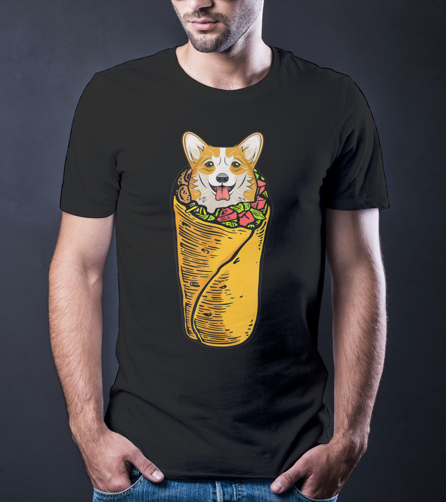 Cinco De Mayo Corgi In Burrito Mexican Food T-Shirt