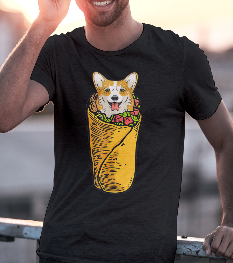 Cinco De Mayo Corgi In Burrito Mexican Food T-Shirt